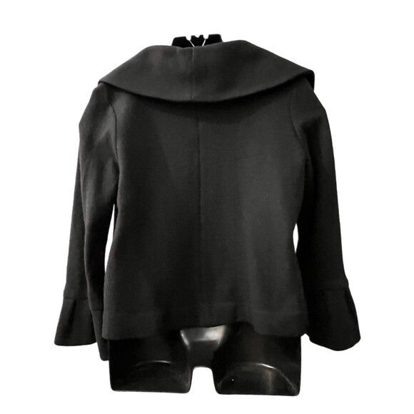 Thalian Xtact Women's Jacket Black Wool Blend Turkey M Bell Sleeves Wide Collar - Picture 2 of 9